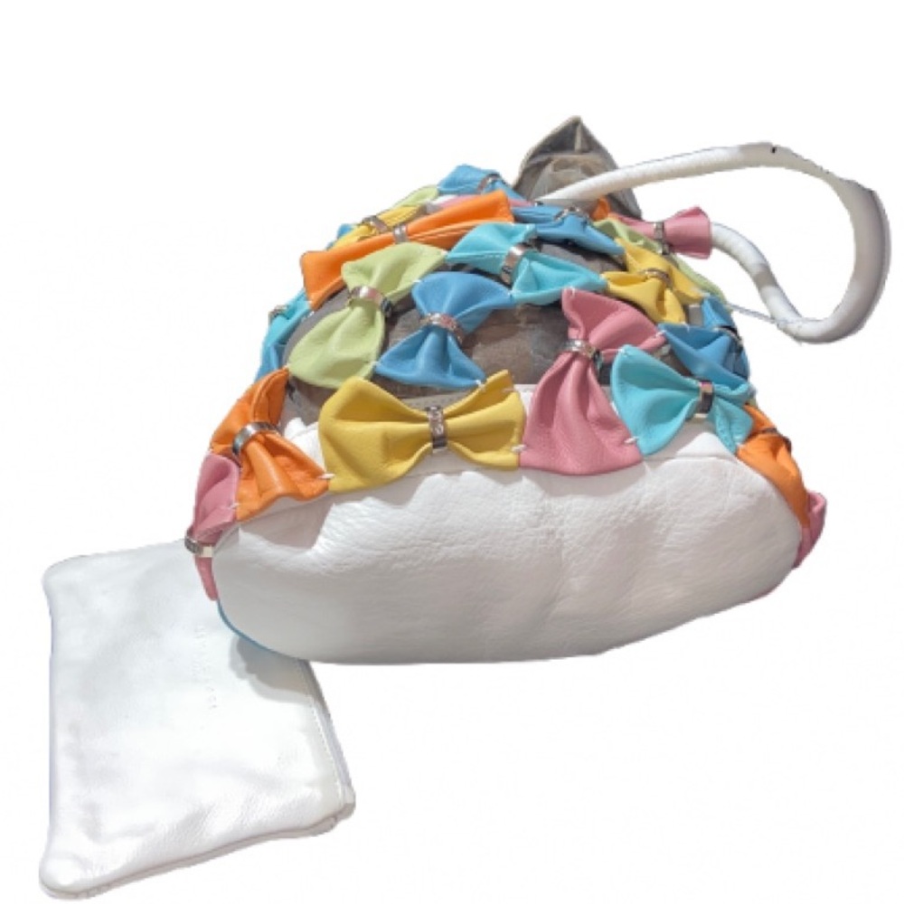 Renato Angi Multicolor Bow Tote one scratch on the back see last picture - Picture 4 of 7